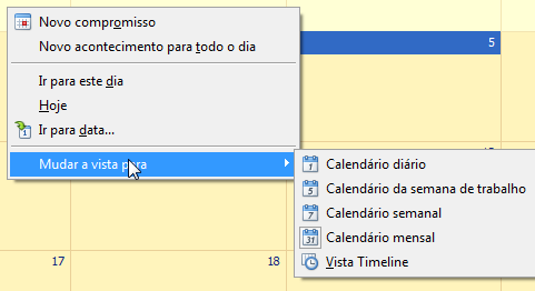 um recurso; 4- Imprimir o calendário de um dia, uma semana ou um mês.