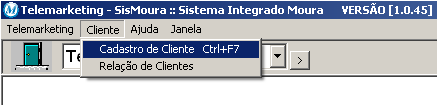 Telemarketing: Cadastro de Cliente No módulo Telemarketing, clique no menu Cliente e clique para abrir a tela