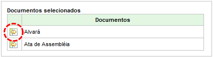 Obs: Para remover um documento anteriormente selecionado, deve-se clicar no ícone 12 Editar Estrutura de Documento Para editar uma Estrutura de Documento, deve-se, após seguir as orientações