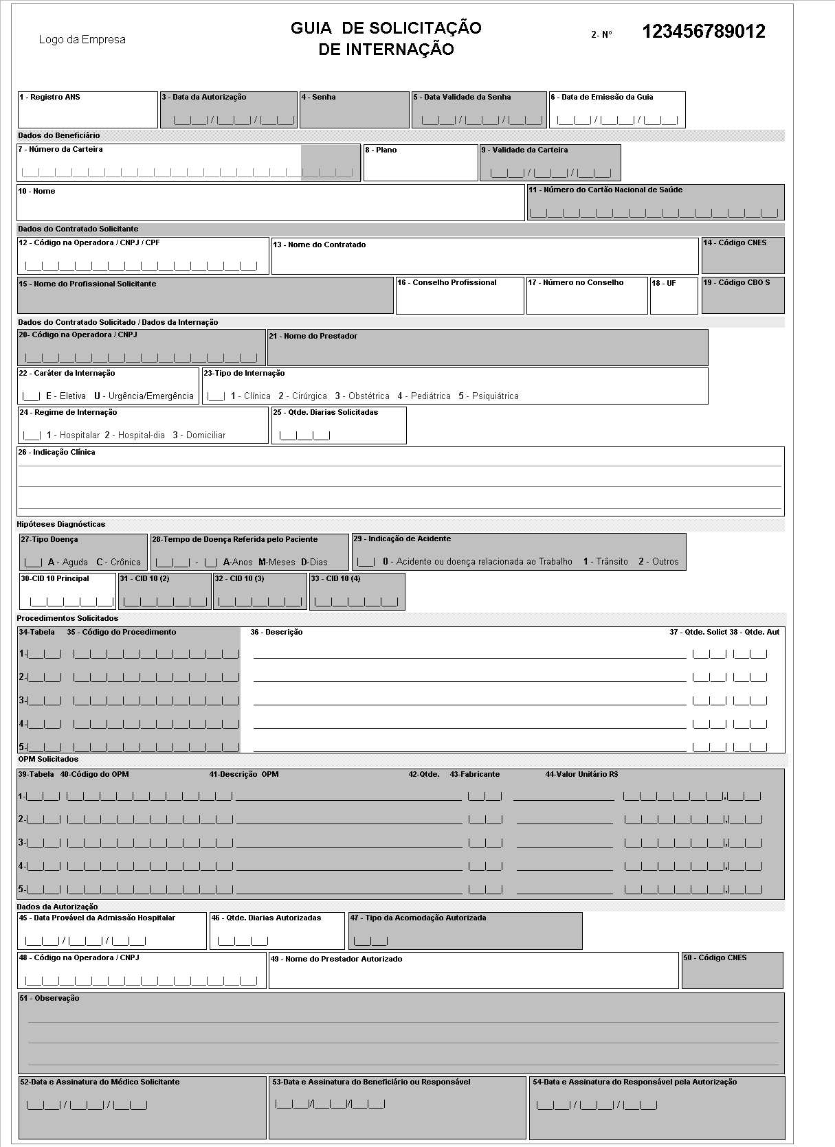 1.3. Guia de Solicitação de internação