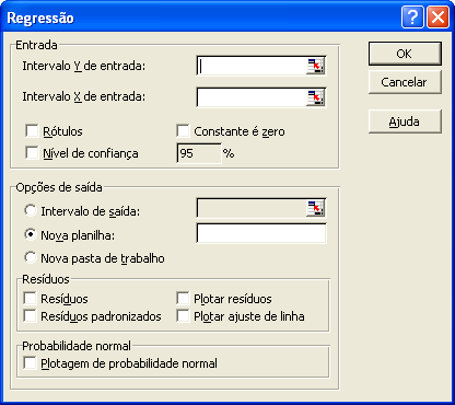 Exemplo modelo de regressão lnear múltpla no Excel ) Matrz de dados para regressão lnear múltpla varável dependente varável ndependentes ) No menu