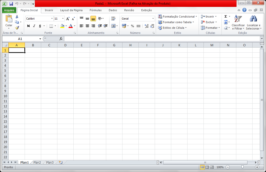 Um documento do Excel é chamado de pasta. Cada pasta pode ter uma ou mais planilhas. O padrão do Excel corresponde à criação de 3 planilhas em branco em cada nova pasta nova.