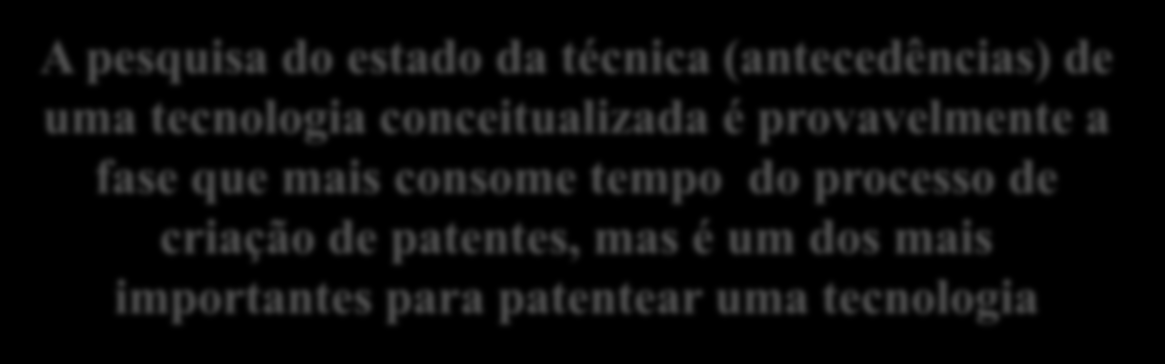 Pesquisa do Estado da Técnica (antecedencias) Conceitualizar uma tecnologia, especialmente aparelhos, máquinas e objetos úteis, é um exercício não muito compilado A dificuldade deste processo de