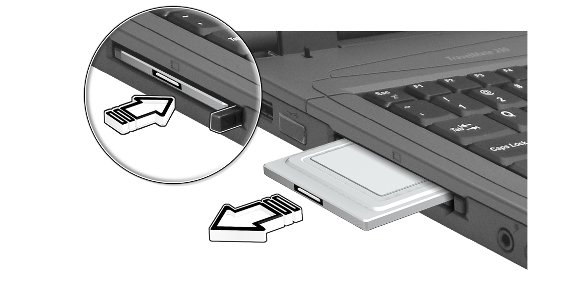 Ejecção de uma placa PC Card Antes de ejectar uma placa PC Card: 1 Saia da aplicação que utiliza a placa.