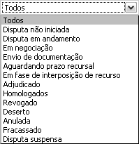 Pregão Eletrônico perfil de fornecedor - 12 / 37 6.2 Situações de Licitação para Consulta Todos: O sistema apresentará todas as licitações cadastradas.