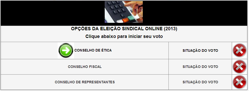 CLIQUE NA PRIMEIRA ETAPA DE VOTAÇÃO