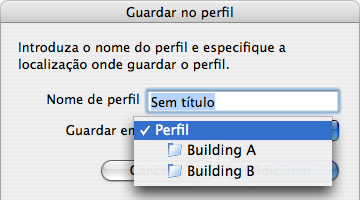 Realizar uma Pesquisa com um Perfil 37 B Introduza um Nome de perfil e, em seguida, clique em "Adicionar". As informações do projector são registadas no Perfil.