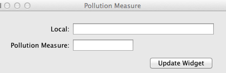 Figura 05 Tela de Aquisição dos dados do PollutionWidget O outro widget implementado segue a mesma lógica do que foi apresentado nesta seção.