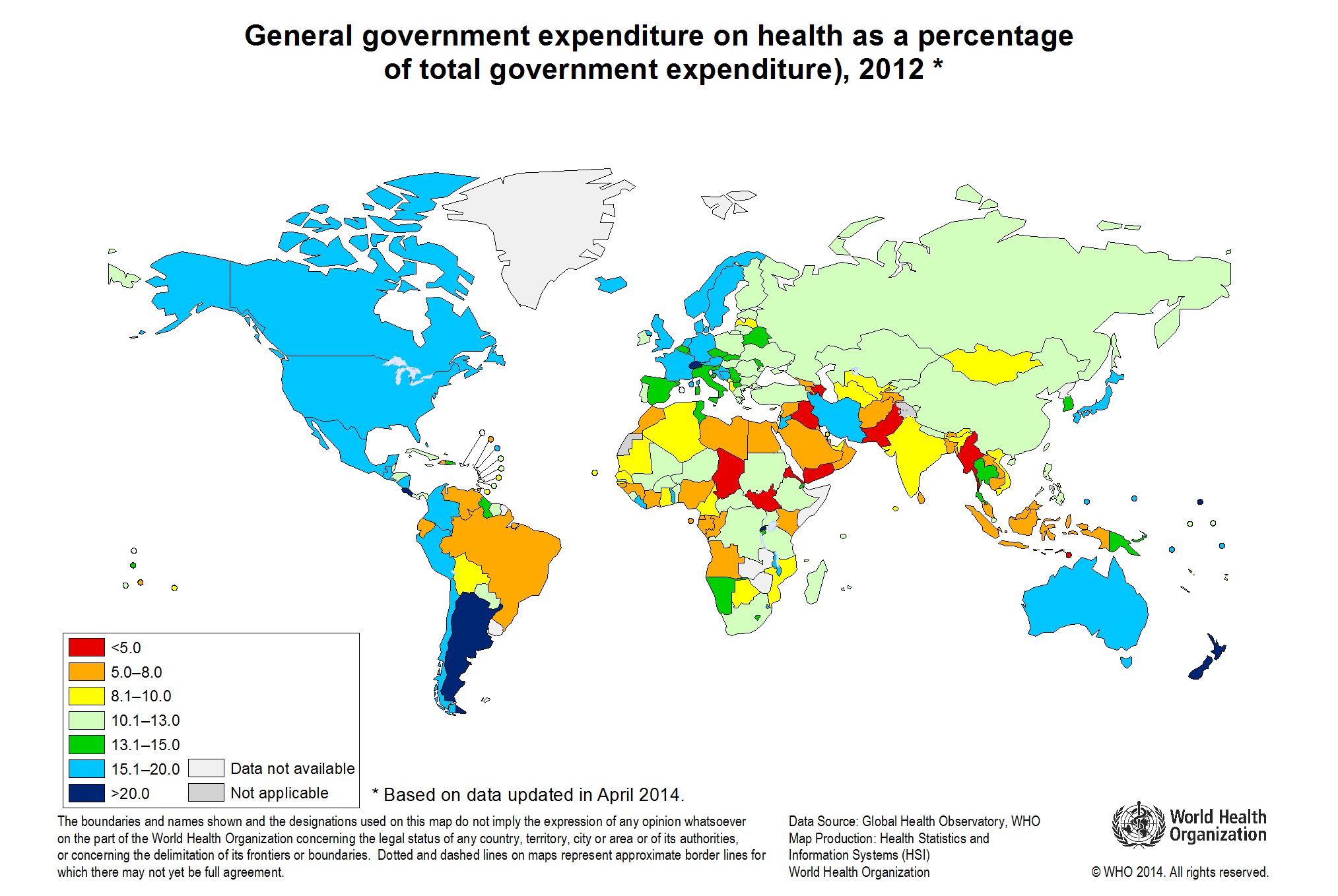 Como porcentagem do gasto do governo em saúde: