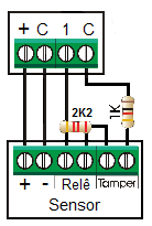 [ ] CONFIGURAÇÃO DA ZONA Padrão : [ ] (Zonas NF sem resistor de fim de linha e sem tamper). Define a forma de instalação da zona e o nível de proteção contra falhas de tamper e curto na fiação.