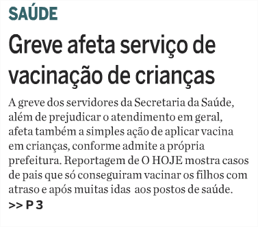 O HOJE Capa Greve afeta