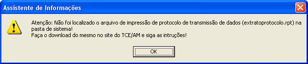 IMPRESSORA NÃO INSTALADA 1 Não será possível executar o aplicativo ACP Net Transmissor de Dados, nem visualizar e imprimir o relatório de transmissão de dados via internet.