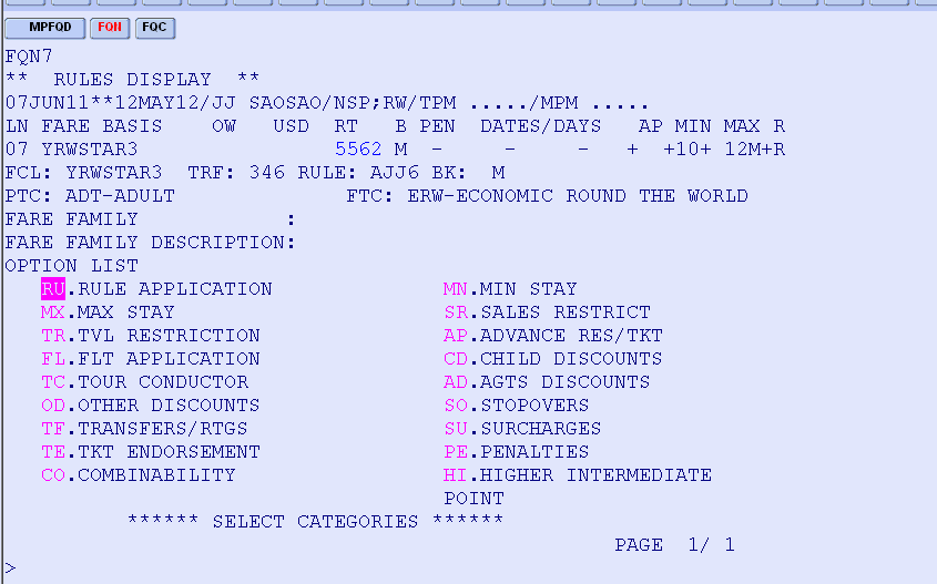 ITENS DA REGRA Entrada: FQN + LINHA + SIGLA Para acessar cada