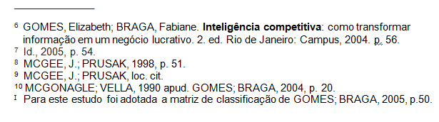 Notas de rodapé A nota explicativa é feita em algarismos arábicos, devendo ser única e consecutiva.