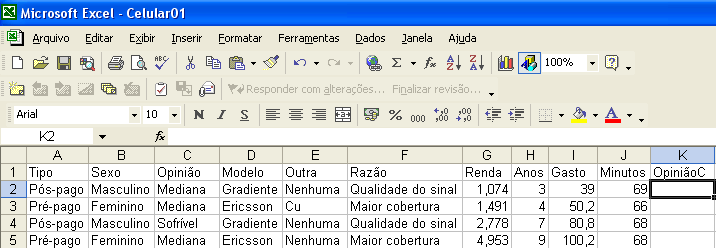 3. Recodificação dos dados Análise Exploratória de Dados utilizando o Microsoft Excel Em muitas situações de análise de dados pode haver interesse em criar novas variáveis a partir das existentes: