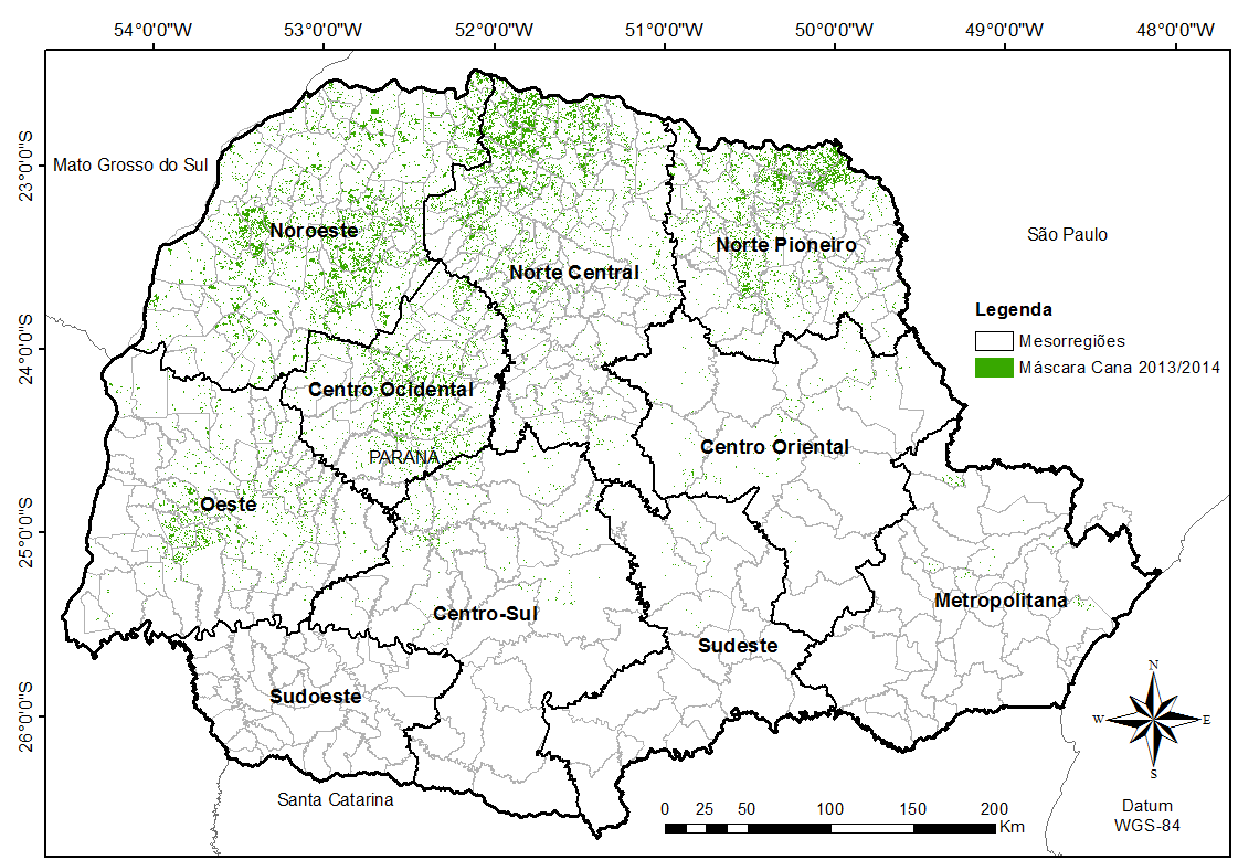 também representa apenas 1,08% (Figura 1) da área de cana-de-açúcar do Paraná. Em contrapartida, os municípios que possuem maior área cultivada (> 6.