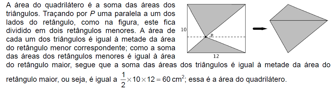 4 Questão 4 (2 pontos) Juliana desenhou, em uma folha de papel, um retângulo de comprimento 12 cm e largura 10 cm.