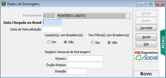 4.3. Dados Pessoais do Funcionário Com as correções em mãos, acesse o cadastro do funcionários, na guia dados pessoais e revise o Tipo de Logradouro.