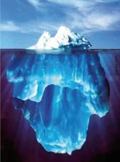 Gelo (iceberg) coexistindo com o