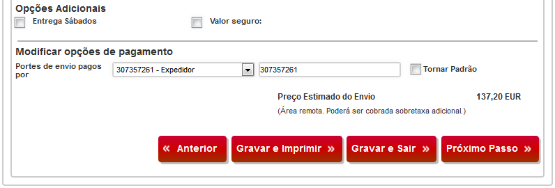 NOVO ENVIO SERVIÇOS E OPÇÕES Selecione dos Produto disponível e serviços opcionais Serviços Disponíveis Selecione um Produto Opções Adicionais Selecione serviços opcionais Opções de pagamento