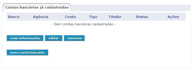 Agora clique no link Conta de Banco.