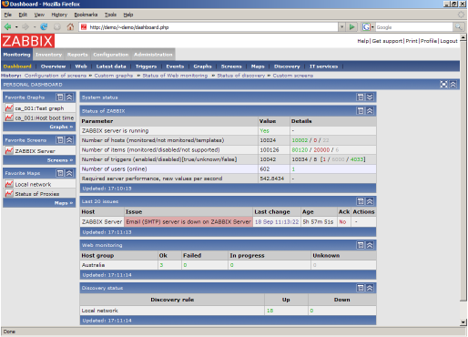 Produto - Screenshots O ZABBIX 1.