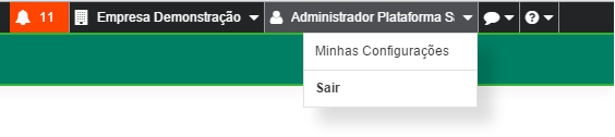 NOVAS OPÇÕES DO MENU SUPERIOR Além do acesso a Central de Avisos, foram incluídas novas opções na barra superior do sistema.