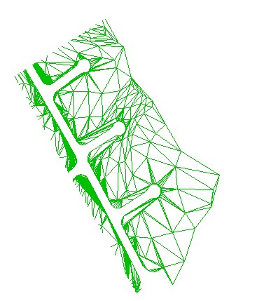 A Figura 14 mostra a imagem da triangulação do terreno. Figura 14: Arquivo Jtin.dgn com a triangulação do terreno.