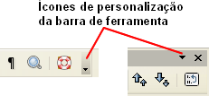 Por exemplo, quando o cursor está em uma tabela, uma barra de ferramenta Tabela aparece, e quando o cursor está numa lista de numeração ou marcadores, a barra de ferramenta Marcadores e numeração