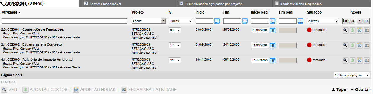 JExperts Tecnlgia Atividades Neste camp sã exibidas tdas as atividades nas quais usuári lgad está assciad. Este item pde ser expandid através de um clique simples cm muse.