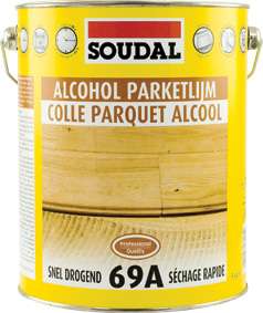 Caixa 6/1 unid. Palete 240/80 unid. Cola para parquet com secagem rápida e à base de solventes.