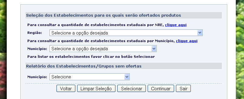 3.1. SELECIONAR LOCAIS DE ATENDIMENTO Neste momento, a cooperativa/associação irá escolher os locais onde pretende entregar seus produtos.