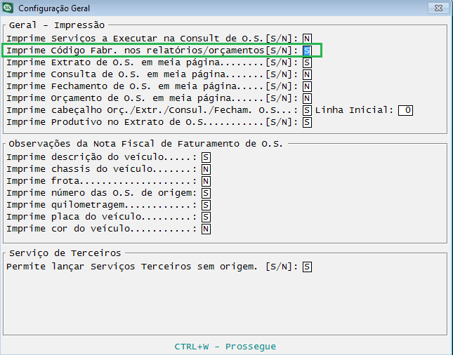 REA SSPlus 8.0 25 Figura 20 - Configuração Geral, Imprime Código Fabr.