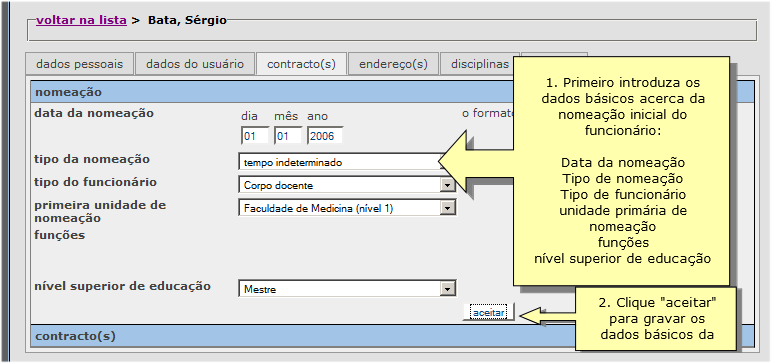 3.3. PASSO 3: registar informação