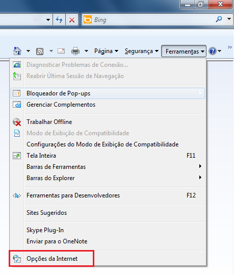 INTERNET EXPLORER 8 1º Passo: Abra o Internet Explorer e logo em seguida