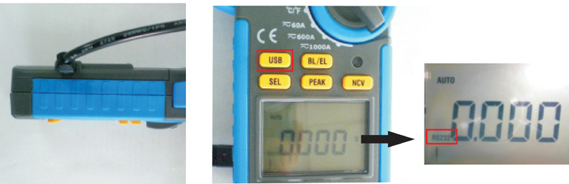 2. Programa rodando e transmissão de dados. 2.1. Abra a conexão USB, a tela mostrará RS232.