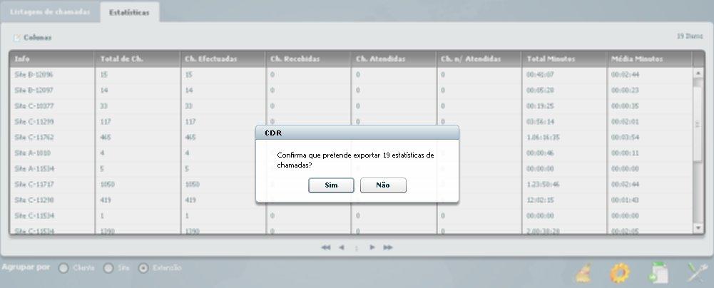 informação desejada, poderá exportá-la para ficheiro Excel para posterior análise.