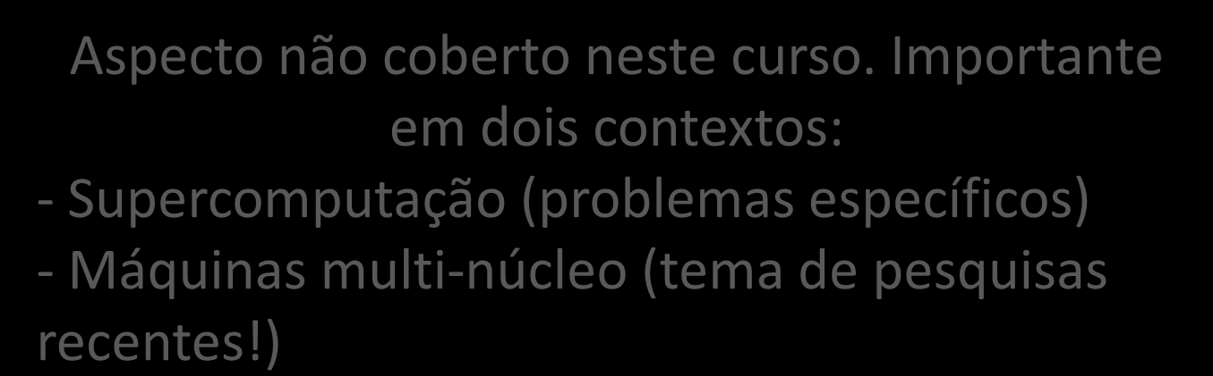 Importante em dois contextos: - Supercomputação (problemas específicos) - Máquinas multi-núcleo (tema de pesquisas recentes!