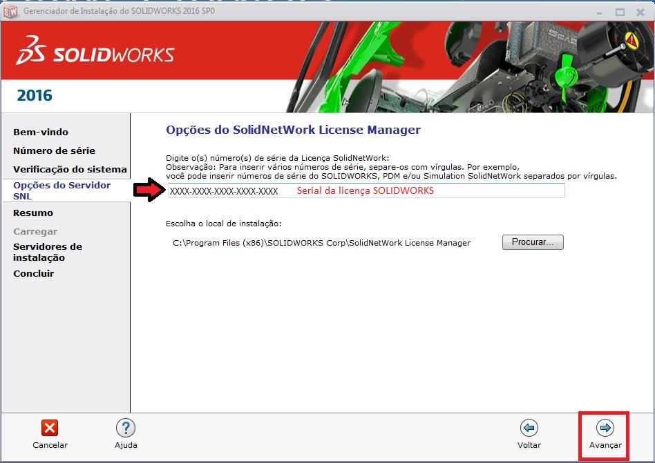 Instalando Gerenciador de Licenças NetWork Para iniciar a instalação, desabilite qualquer Antivírus e Firewall do Windows e certifique-se de que os computadores que irão utilizar o SOLIDWORKS estão