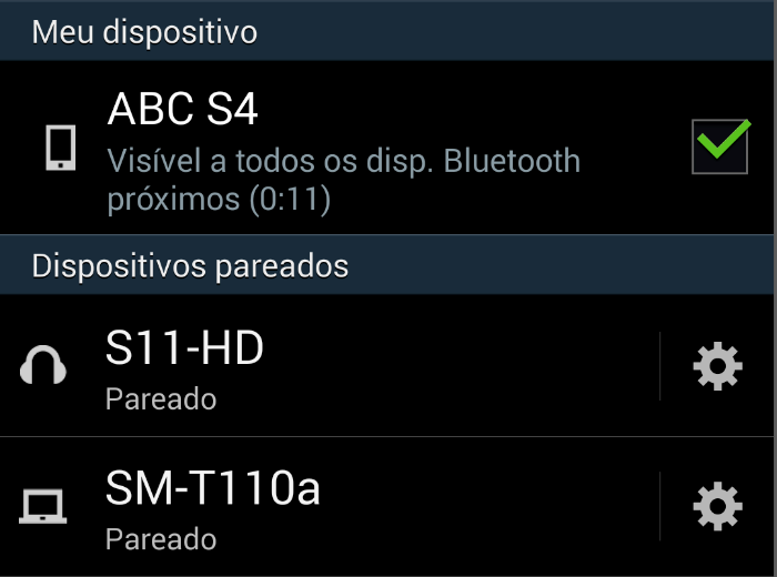 Confirme nos dois Androids. No final do processo cada Android deve aparecer na lista de [ Dispositivos Pareados ] do outro. Feche a tela de configuração e execute o aplciativo NavTotem.