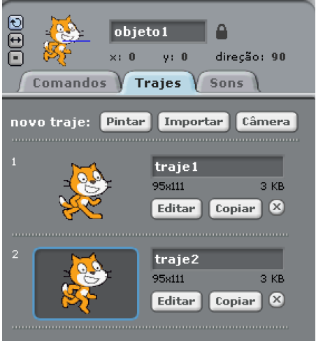 sprite Nota: O Scratch executa esses scripts a partir do topo e depois bloco a bloco Um novo projecto começa com um único sprite (gato) mas podem ser criados novos Desenhar um novo sprite Escolher um