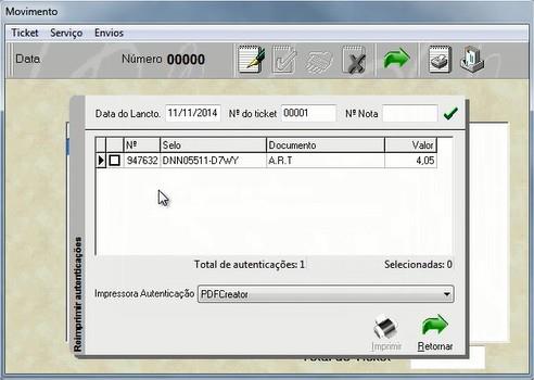 Release 1 Boletim de Atualização Melhoria O que há de novo e o que foi alterado? Foi criada a possibilidade de reimpressão de autenticações sem reabrir o ticket.