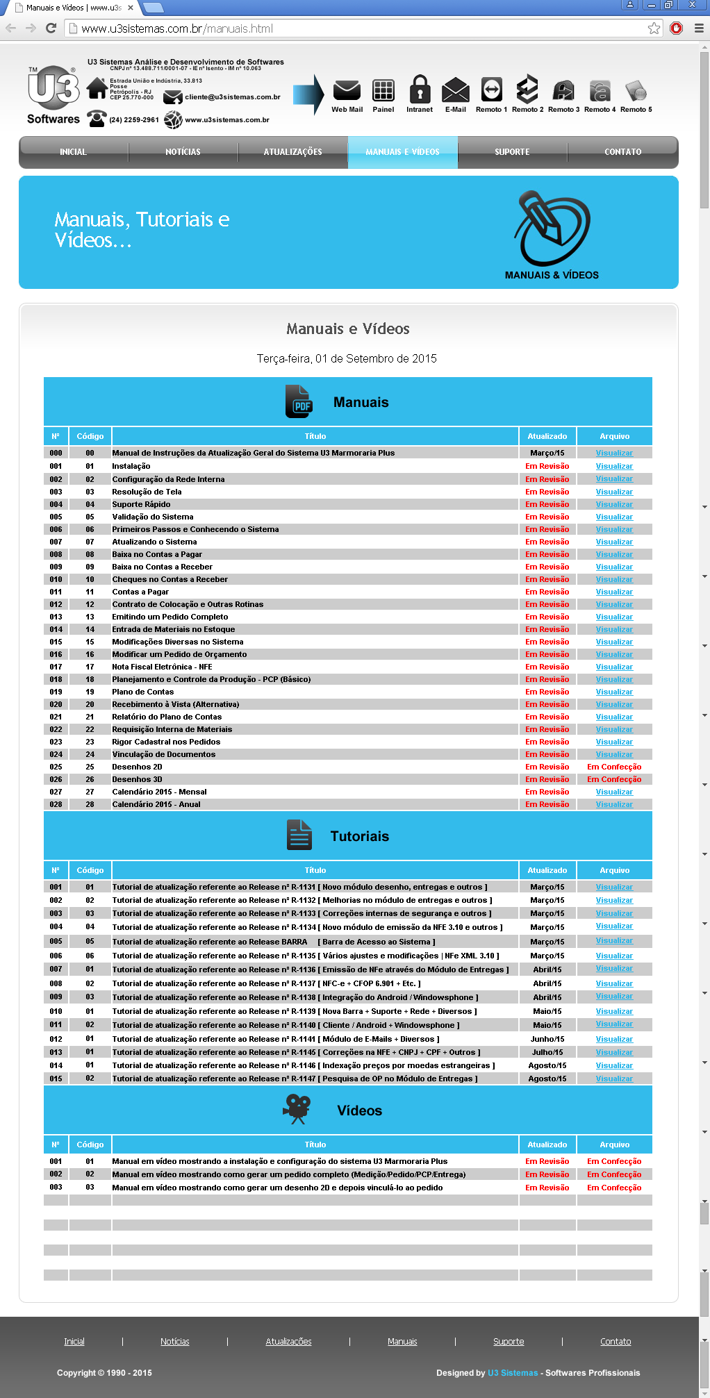 01.09 AJUDA DIRETA NO SITE DA U3 SISTEMAS 18 09 Seções de