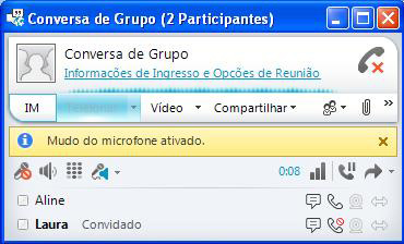 RECURSOS Na tela de controle, moderador e participantes têm acesso a IM, áudio, vídeo, compartilhamento e