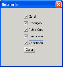 6) Clique no botão Gerar Relatório; 7) Selecione o Relatório desejado e Clique em