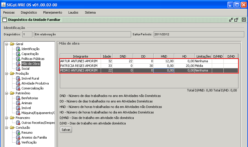 2) Clique na Linha Branca da Coluna que deseja adicionar a informação, o campo ficará disponível para digitação, realize este