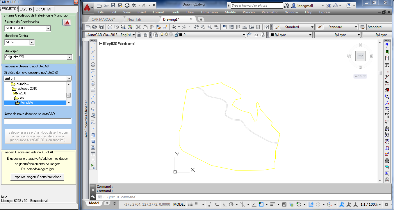 6. Exercício: Ou ainda é possível criar arquivos kml ou shapefile de geometrias individuais. Exportando o arquivo kml, este pode ser importado manualmente no banco de dados do CAR.