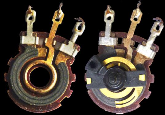 Potenciômetros com pista de carvão podem se apresentar com uma enorme diversidade de