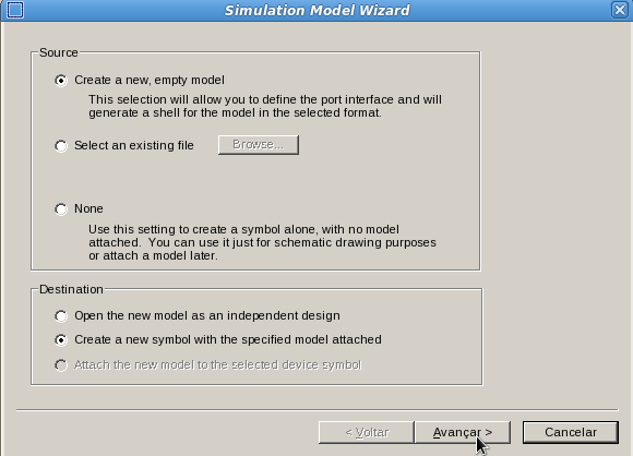 1. criação do template No DW5, crie um novo modelo através do Model Wizard, seleccionando