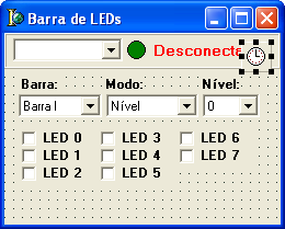 Figura 10: Form após a adição dos CheckBox. Para finalizar a interface desse programa vamos adicionar um botão para atualizar as barras de LEDs.